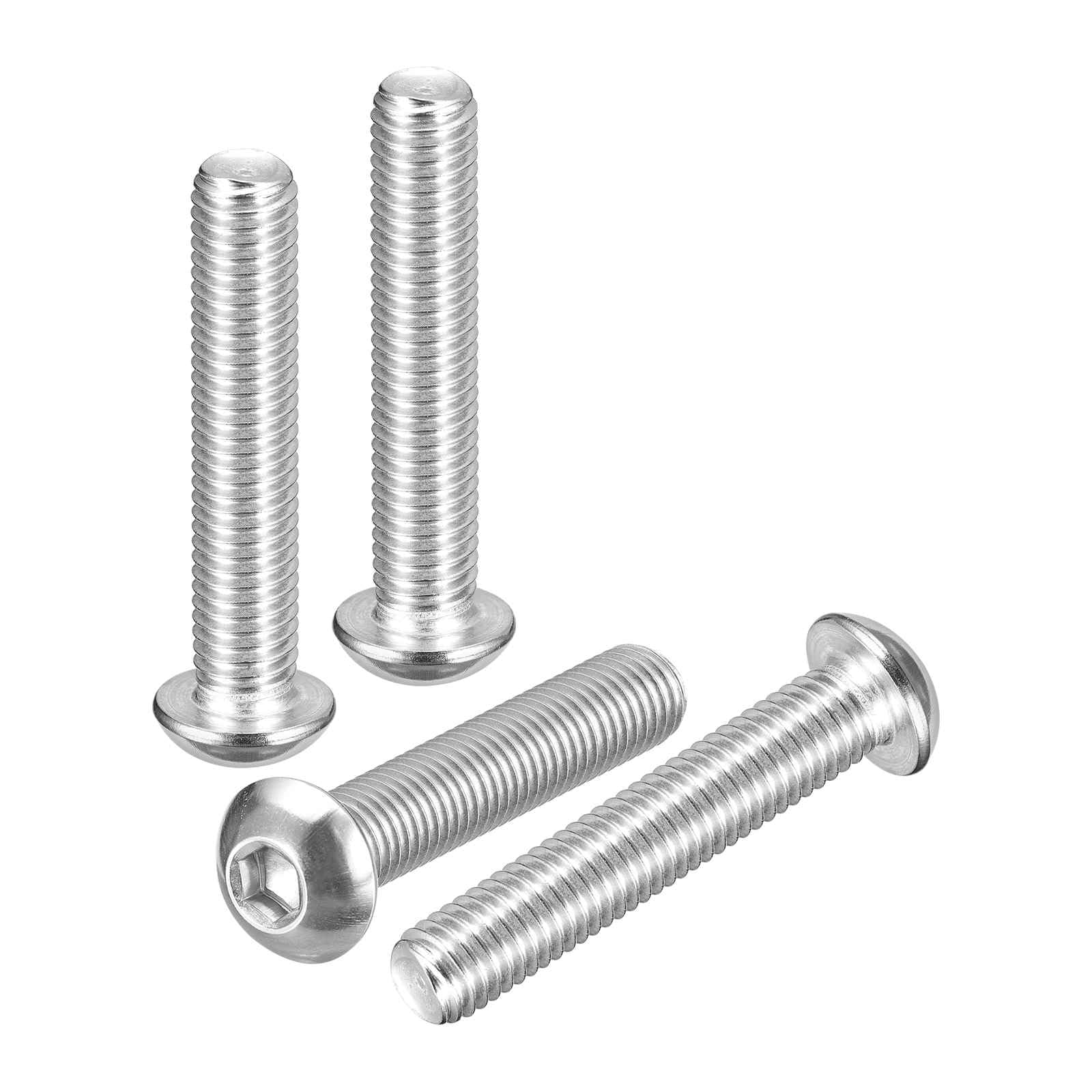 DTGN M10-1.5x55mm Button Head Socket Cap Screws - 4Pack - Good for Road Bicycle, Mountain Bike, Auto, Motorcycle - 304 Stainless Steel Whitewashed - Hex Socket Drive Fasteners