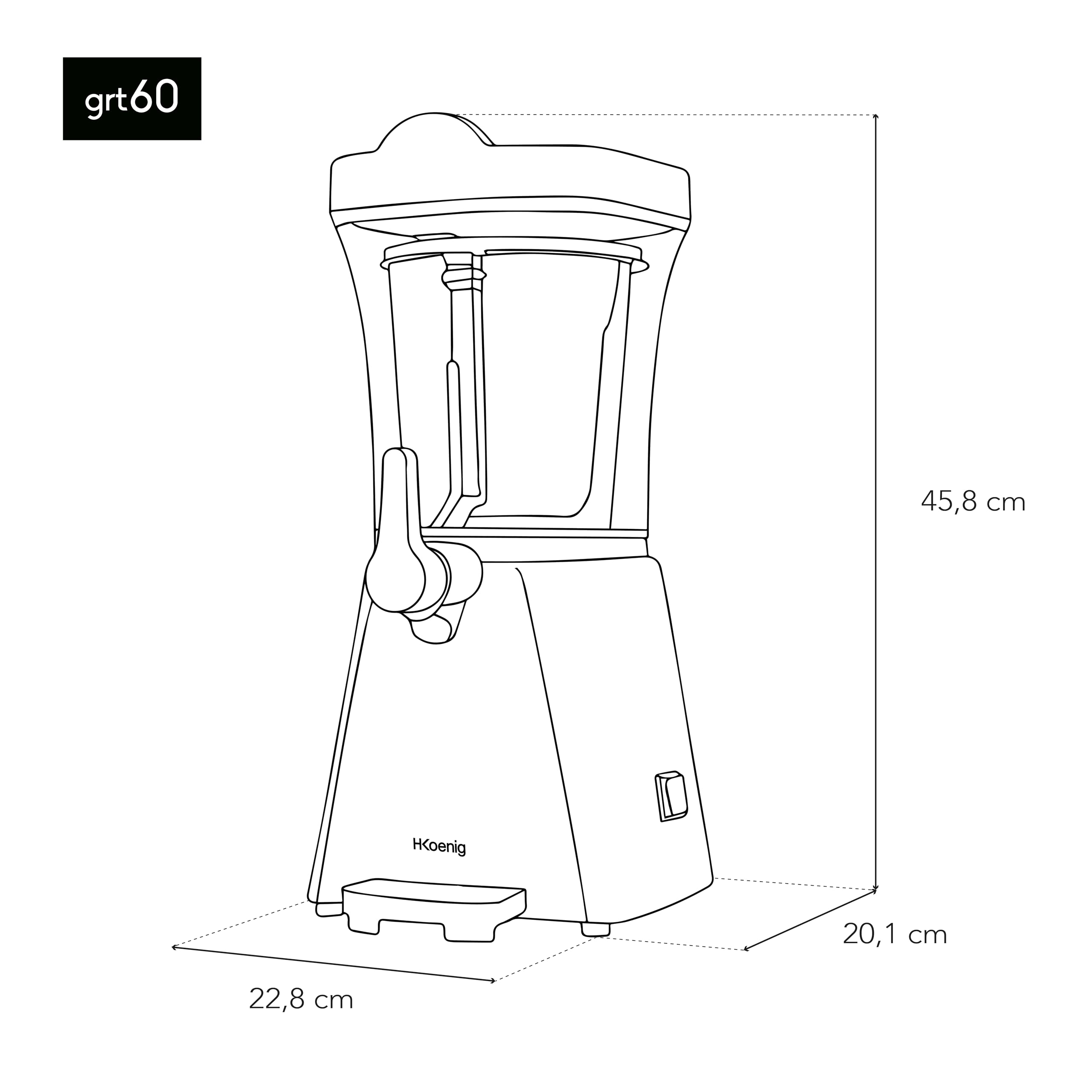 H.Koenig GRT60 Macchina per granite, 1 litro, granite fatte in casa, preparazione rapida, compatta e facile da usare, serbatoio rimovibile, 20W, Bevande ghiacciate, granite, sciroppi, succhi