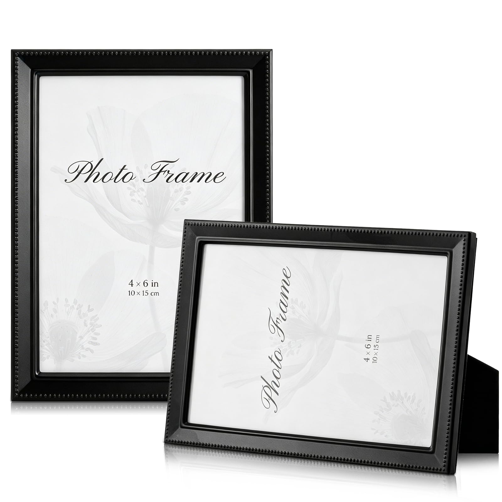 Metal Photo Frame, 4x6 inch Black Picture Frame Tabletop & Wall Mount