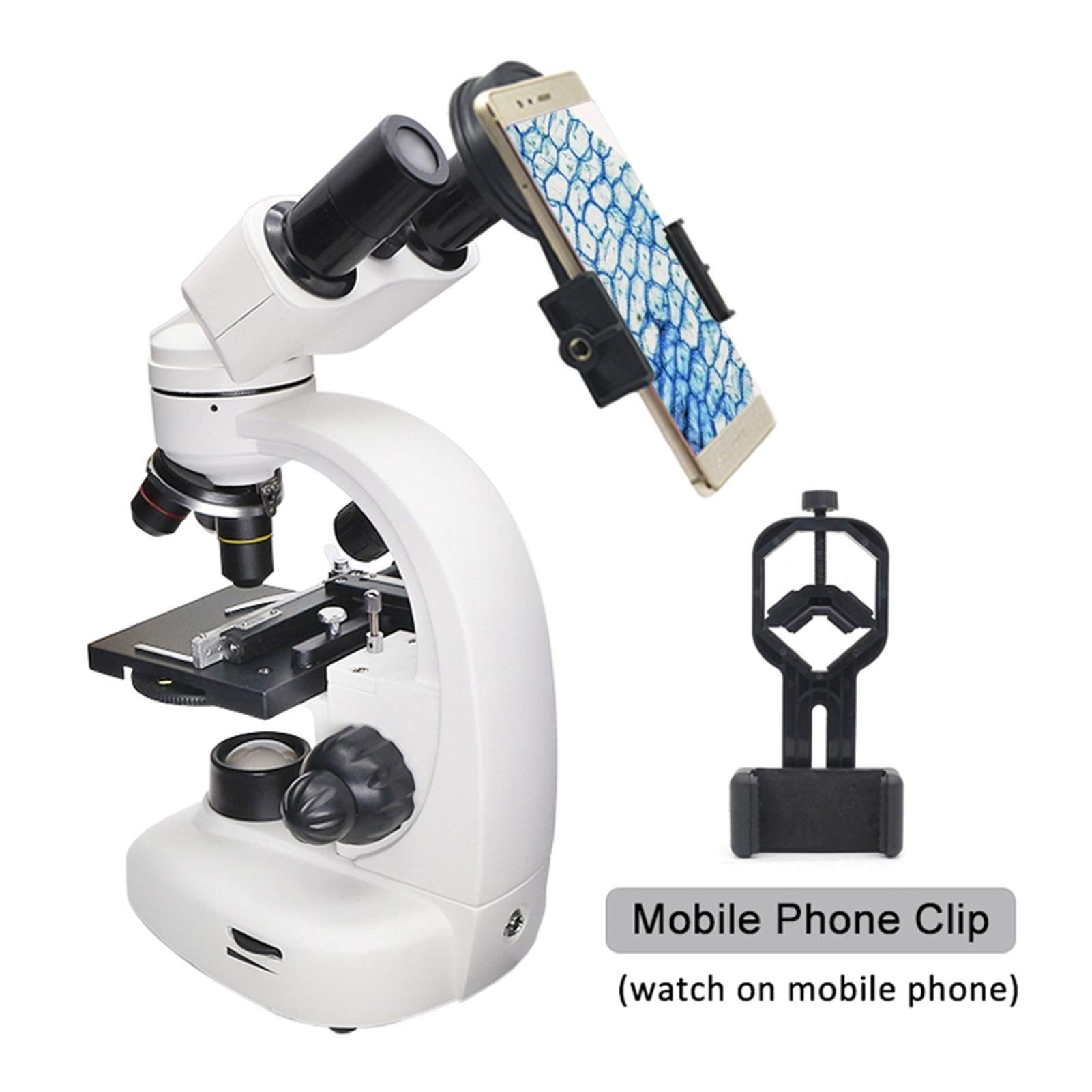 Mikroskop cyfrowy, Mikroskop biologiczny obiadowy, 40x-1600X z 360 stopni obrotową głowicą oświetloną mikroskopem