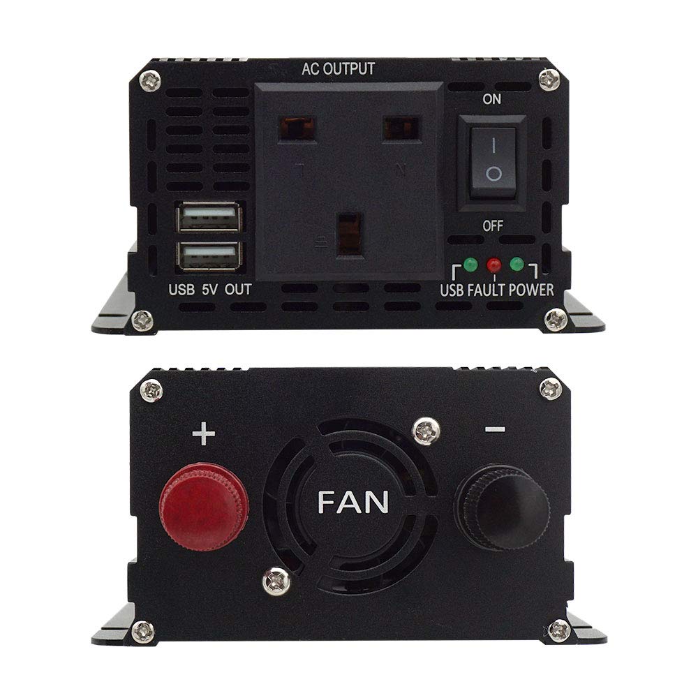 Inversor de corriente de 600 W CC 12 V a CA 230 V 240 V 3 en 1 cargador de coche encendedor de cigarrillos + enchufe de CA + dos puertos de carga USB convertidor de voltaje
