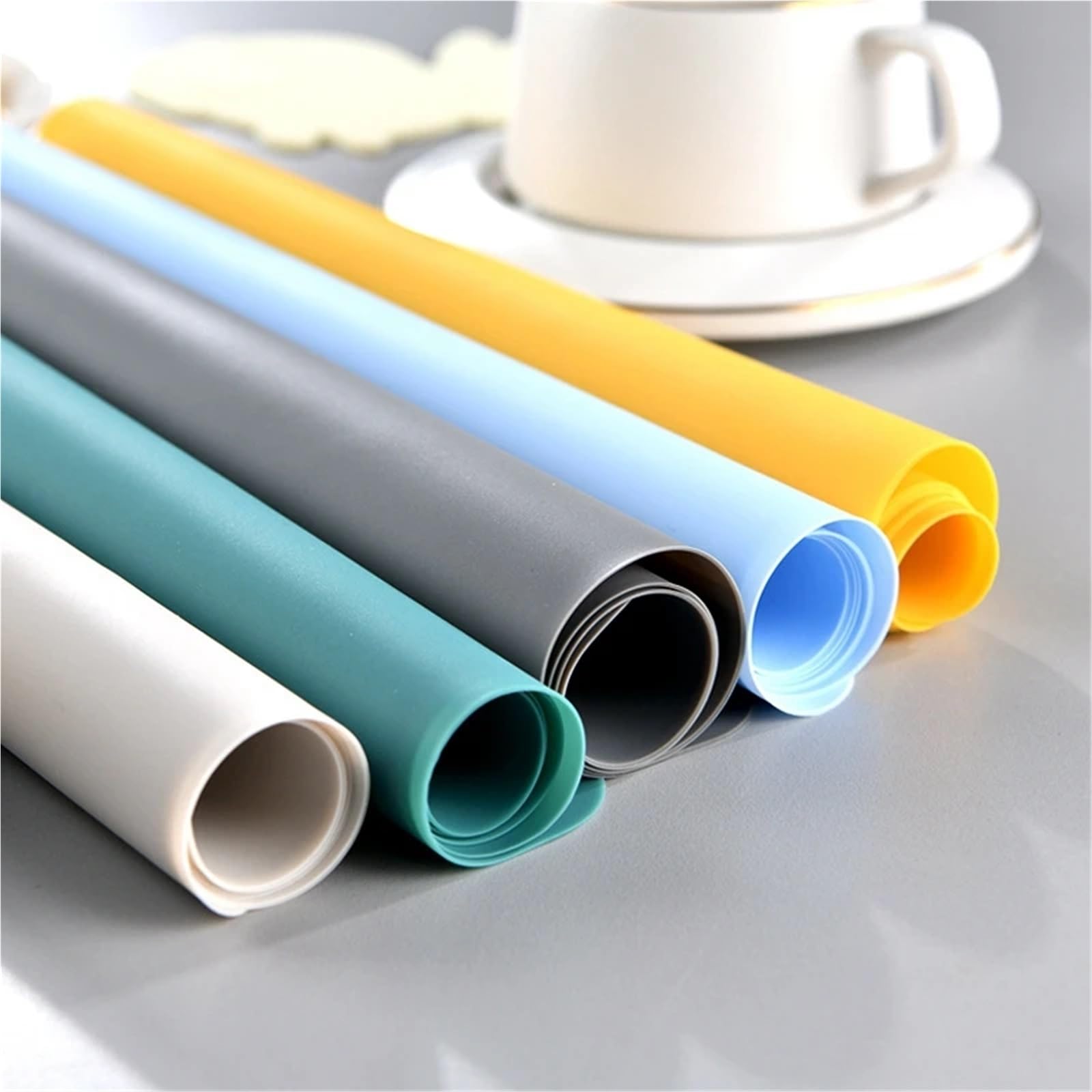 Tovagliette in silicone per uso alimentare, antiscivolo, protezione per piano di lavoro, tappetino da cucina, tappetino da forno, lavabile in lavastoviglie (silicone grigio crema, 40 x 30 cm, 10 pezzi