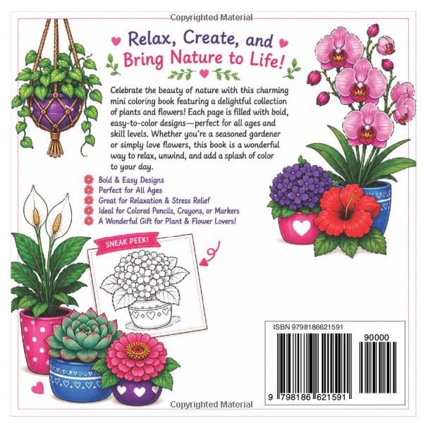 Plant and Flower Mini Coloring Book image 3