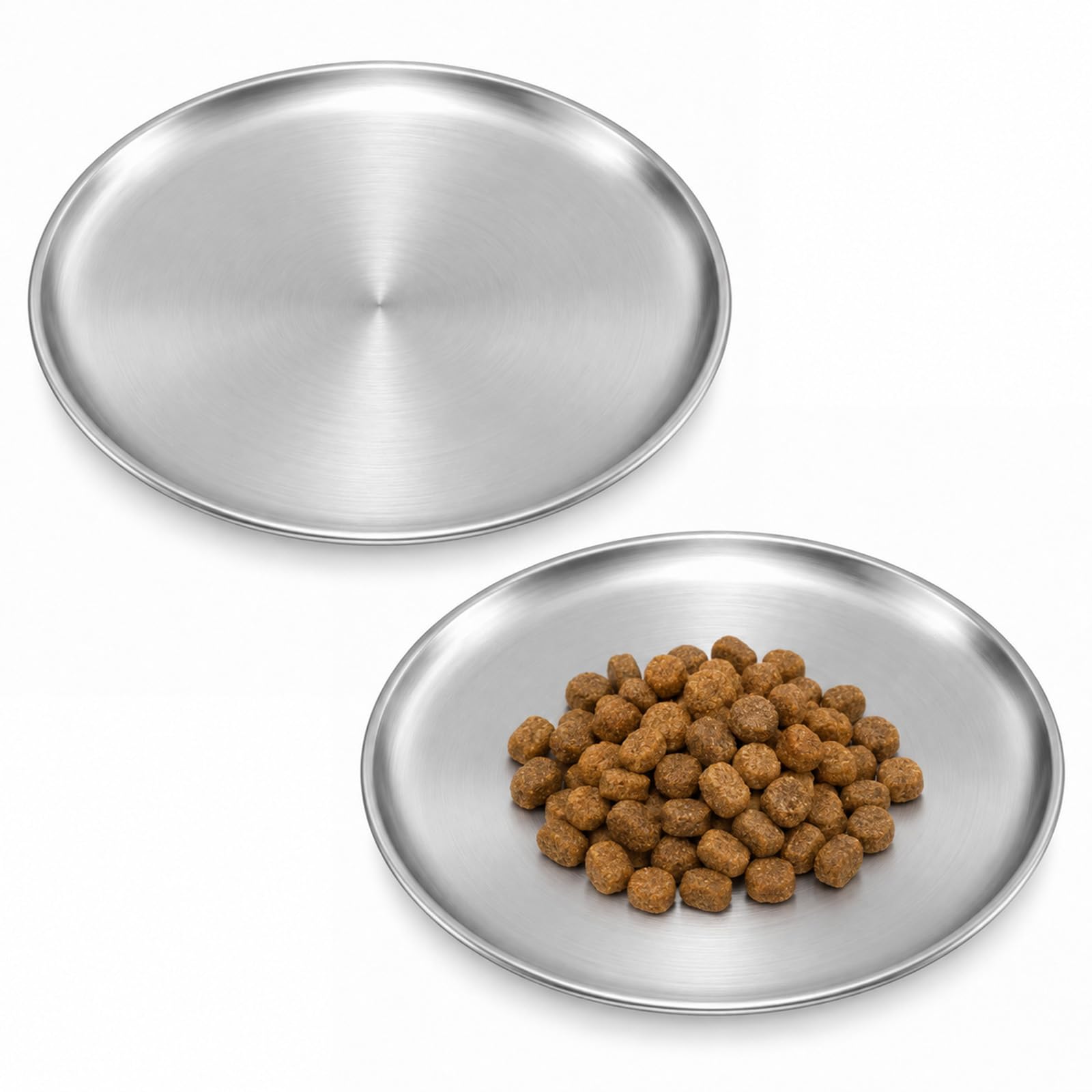 Chsoejuf 2PCS Stainless Steel Shallow Cat Wet Food Bowl, Whisker Friendly