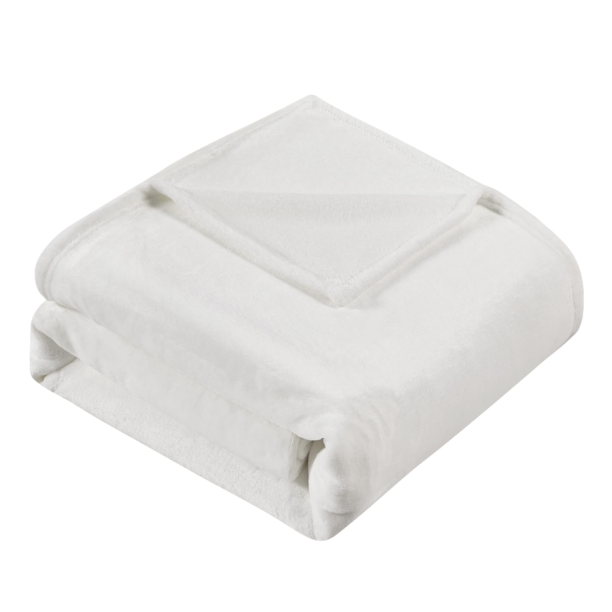 Thesis Fleece Blanket King Blanket for Bed White Blanket – Classic Lightweight Microfiber Bed Blanket King Size Blanket Cozy Soft Blanket, 108x90 Inches