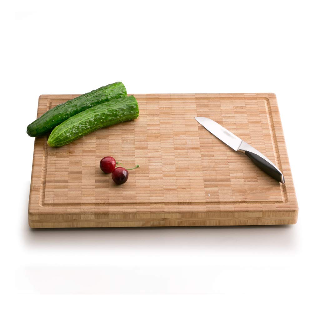 Tabla de cortar de madera grande para cortar y carnicero: tabla de cortar de bambú reversible de 15,74 x 11,8 x 1,18 pulgadas con ranura para jugos y púas que estabiliza la carne de res y aves mientr