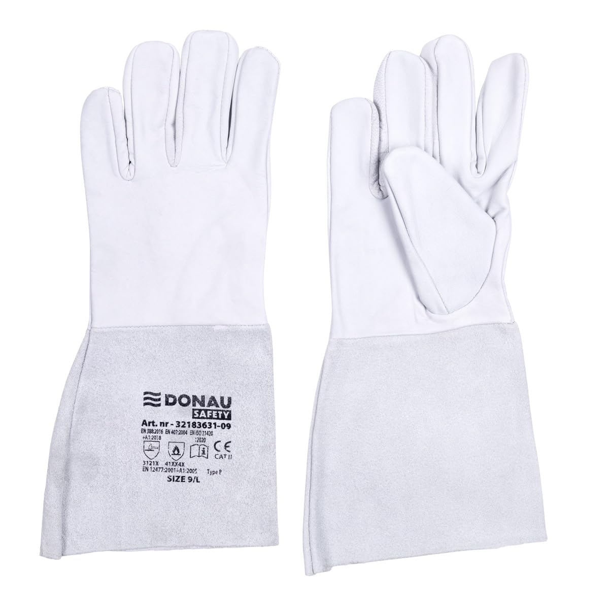 DONAU SAFETY Guante de soldador de piel de cabra para soldadura TIG/talla 9, 1 par/tacto suave, muy suave y cómodo/guantes de trabajo de cuero/guantes de protección