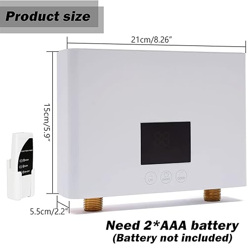 Miniatura 2 de Mini calentador de agua eléctrico sin tanque calentador de agua caliente instantáneo sin tanque con pantalla LCD, calentador de agua caliente
