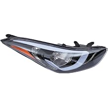 Headlight Assembly for HyundaiElantra 2014 2015 2016 Halogen Headlamp Replacement Front Passenger Side Chrome Backgroud Housing W/Out Led Parking Light