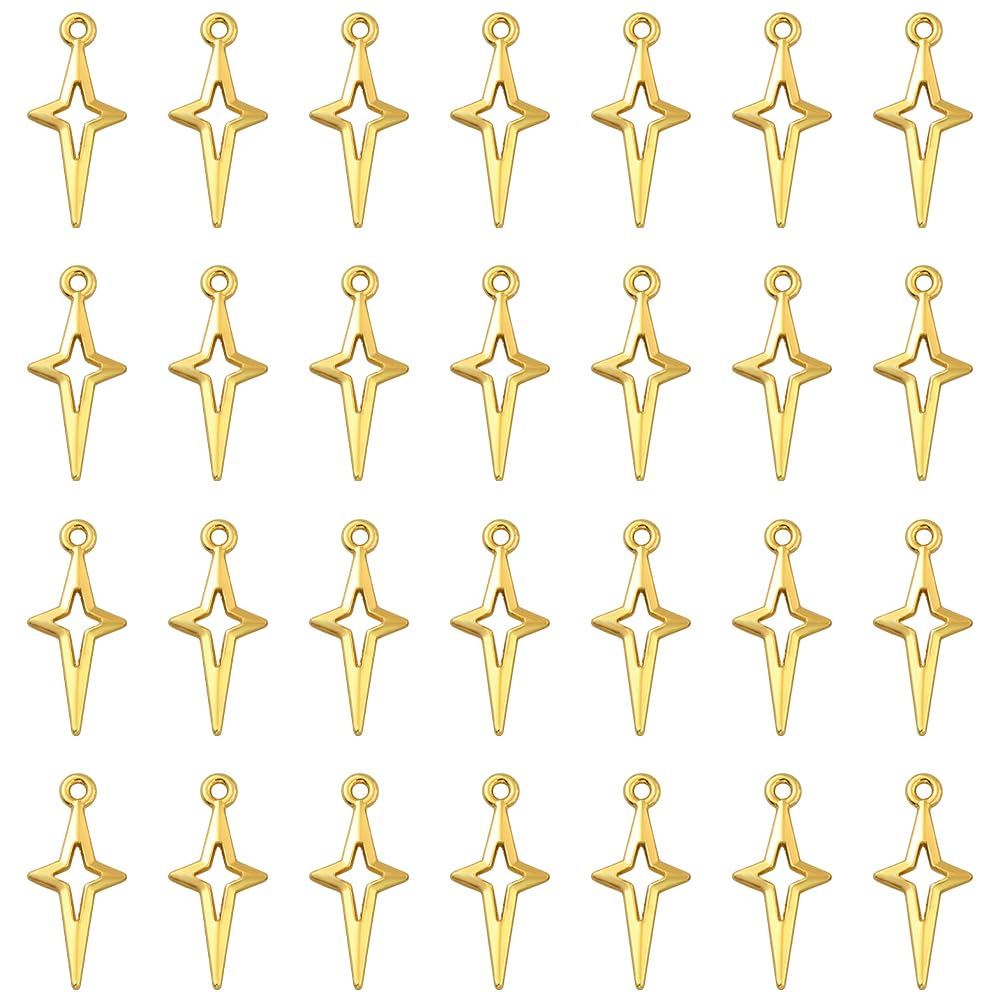 30 Breloques étoile En Oxyde De Zirconium Doré - Forme étoile Du Nord à 6 Branches Pour Bijoux DIY