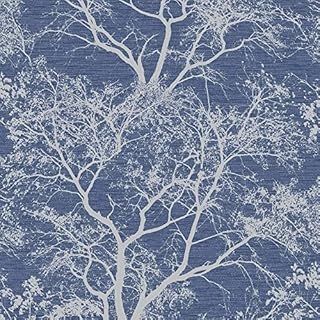 Holden Decor Whispering Trees Dark Blue Wallpaper 65402 - Textured Glitter