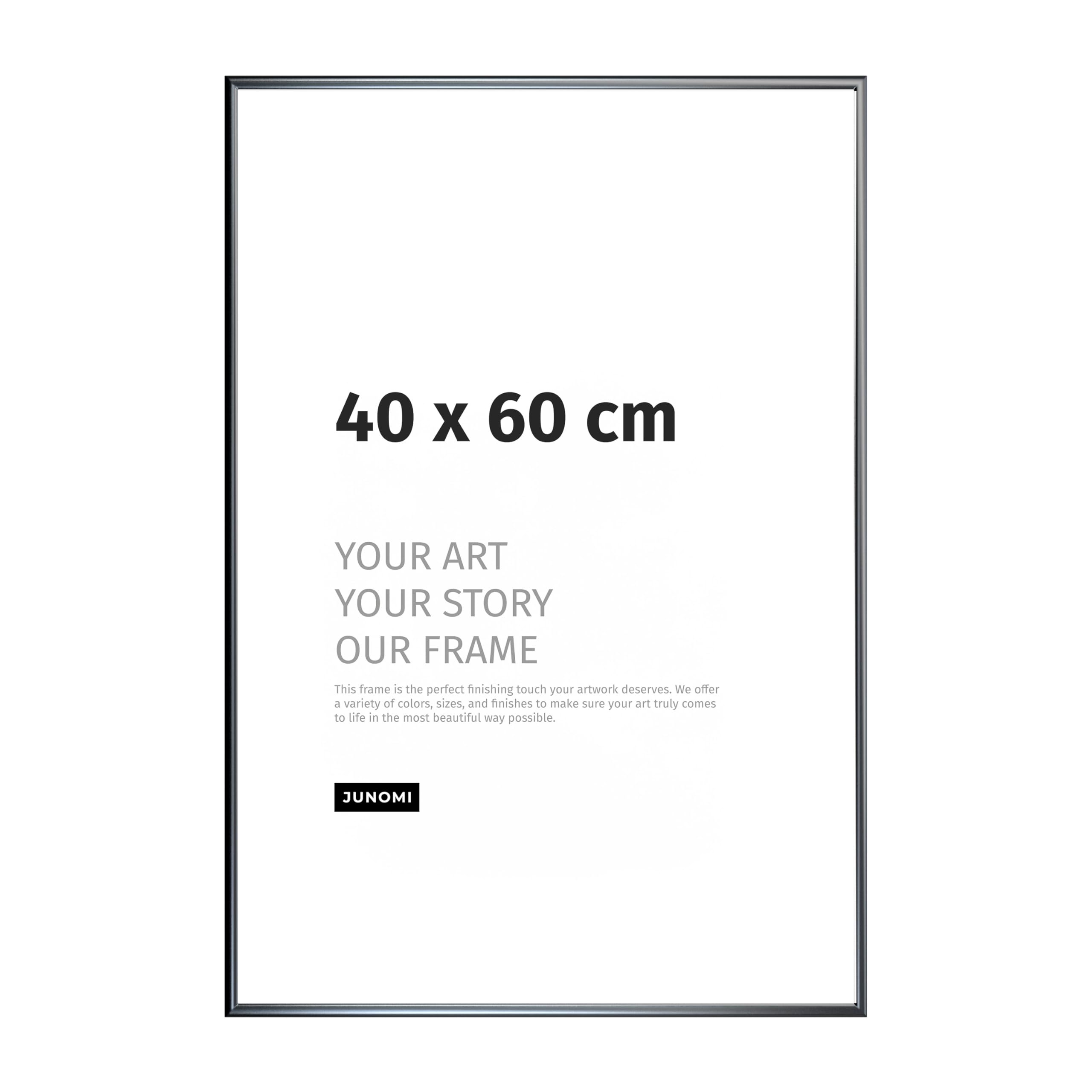 JUNOMI Picture Frame 40 60 cm, Black Matt Aluminium - Slim Profile, Shatterproof Acrylic Glass, Horizontal & Vertical Hanging Options - Metal Photo Frame - Image 2