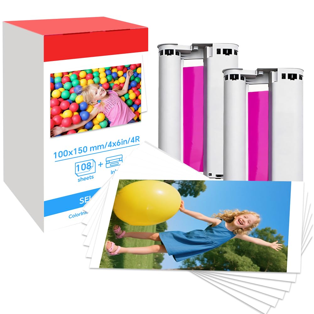 Perfetonair Replacement for HP Sprocket Studio Plus 4x6 Photo Paper & Ink Cartridges Kit(108 Sheets Photo Paper and 2 Cartridges) Compatible with HP Sprocket Studio Plus 4x6 Photo Paper Printer