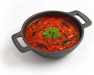 SOLARA Pre Seasoned Cast Iron Kadhai 7 Inch(17 CM), Ready to Use Deep Frying Kadhai, Naturally Nonstick Cast Iron Kadai wi...