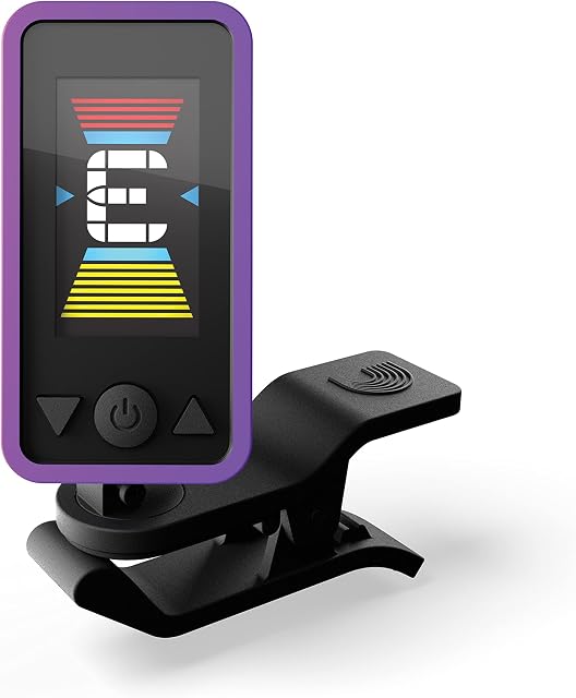 D'Addario Guitar Tuner - Eclipse Headstock Tuner - Clip On Tuner for Guitar - Great for Acoustic Guitars & Electric Guitars - Quick & Accurate Tuning - Purple