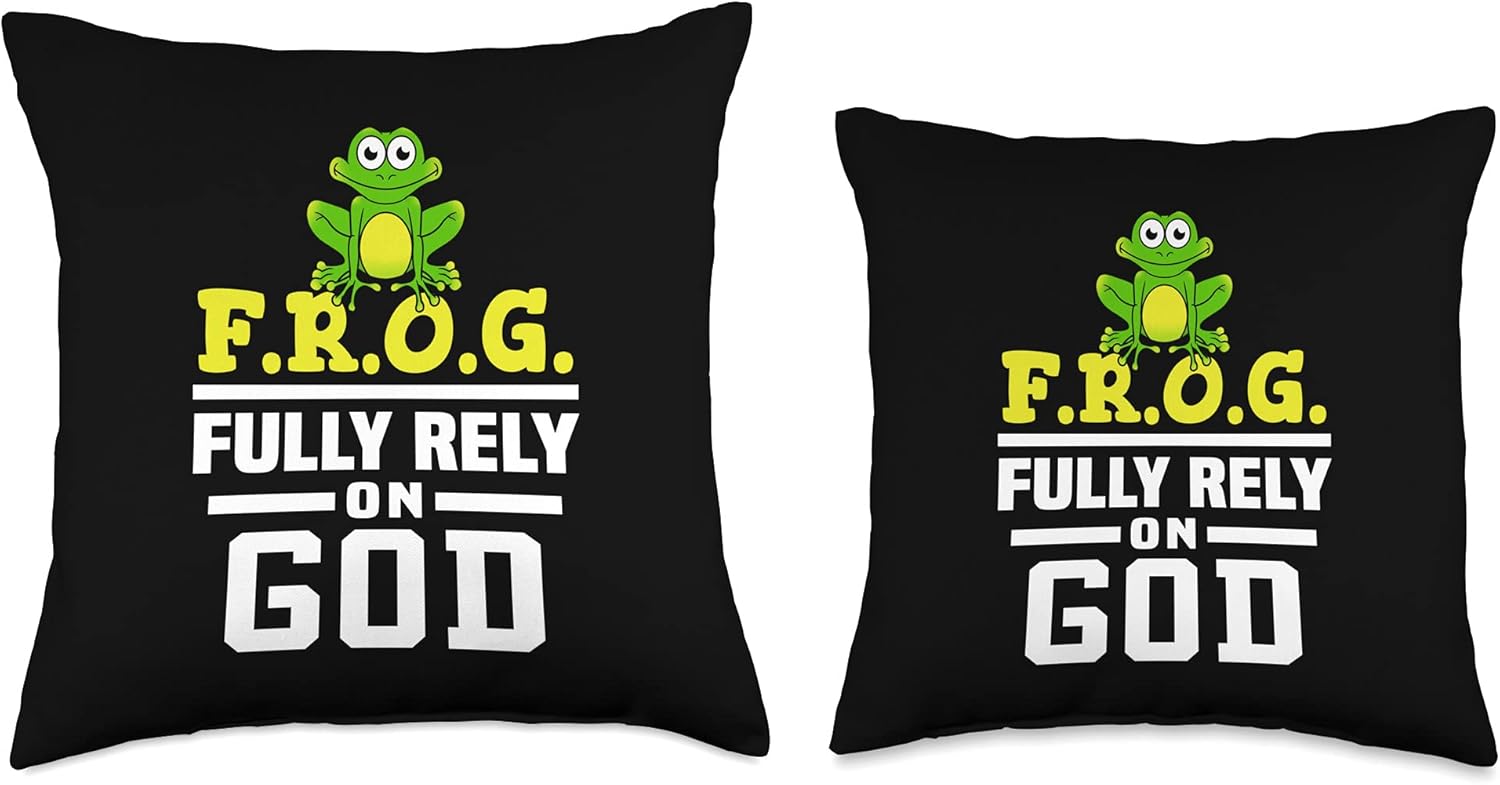 Cool F.R.O.G. Fully Rely On God | Funny Christian Faith Gift Throw Pillow