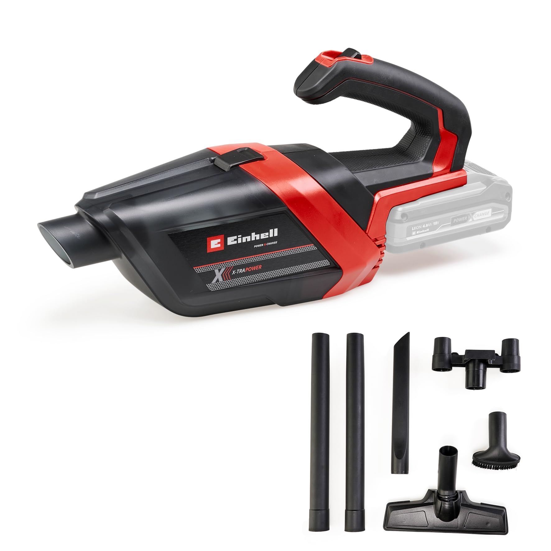 Einhell Cordless Handheld Vacuum Cleaner 18V Power X-Change, Lightweight and Powerful Cleaning Of Floors, Stairs, Sofas, Cars and Caravans, Without Battery TE-HV 18/06 Li Solo