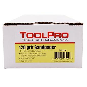 ToolPro 120-C Grit Drywall Sanding Sheets, 100 Pack