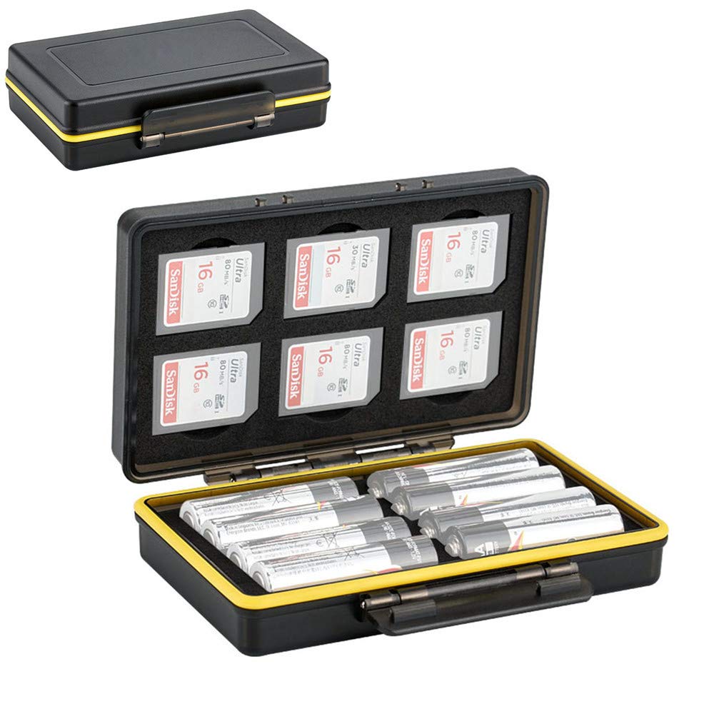 Kiorafoto JJC BC-3SD6AA SD Card Holder & AA Battery Storage Case 2in1 Protector Box for 6 SD SDHC SDXC Camera Memory Cards & 8 AA Flash Speedlite Batteries