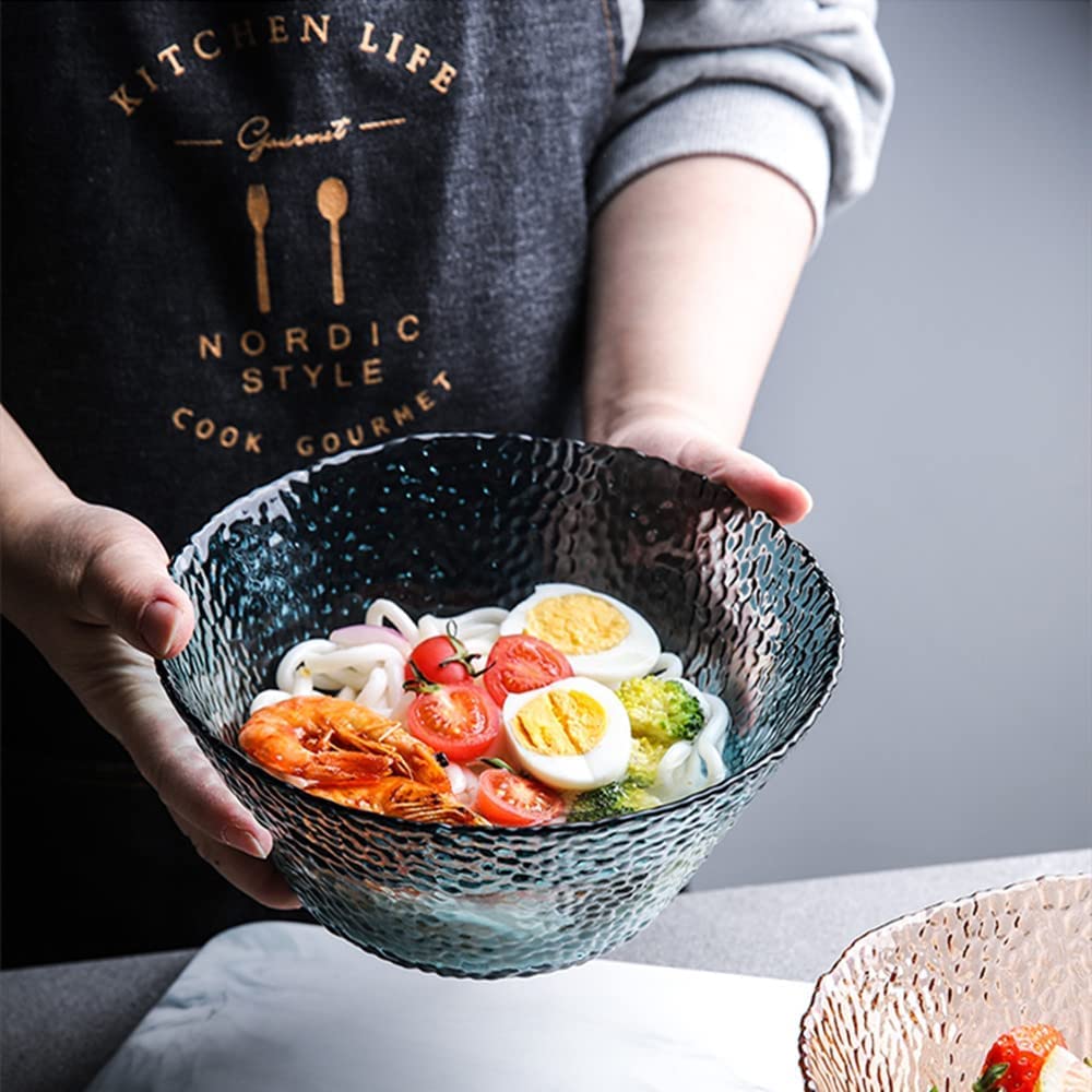CFWSHJ Glas-Salatschüssel, große Obstschale, für den Haushalt, kreatives Frühstücksgeschirr, Obstteller, große Schüssel, Hutschale (Farbe: Blau)