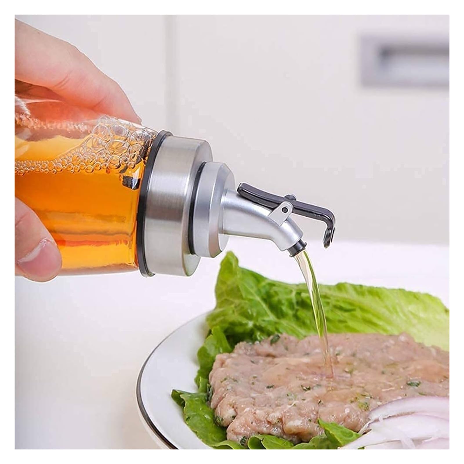 Dozownik do oliwy z oliwek, butelka dozownika do oliwy i octu, zestaw butelek dozownika do octu i oliwy, 180 ml, kreatywny, szczelny