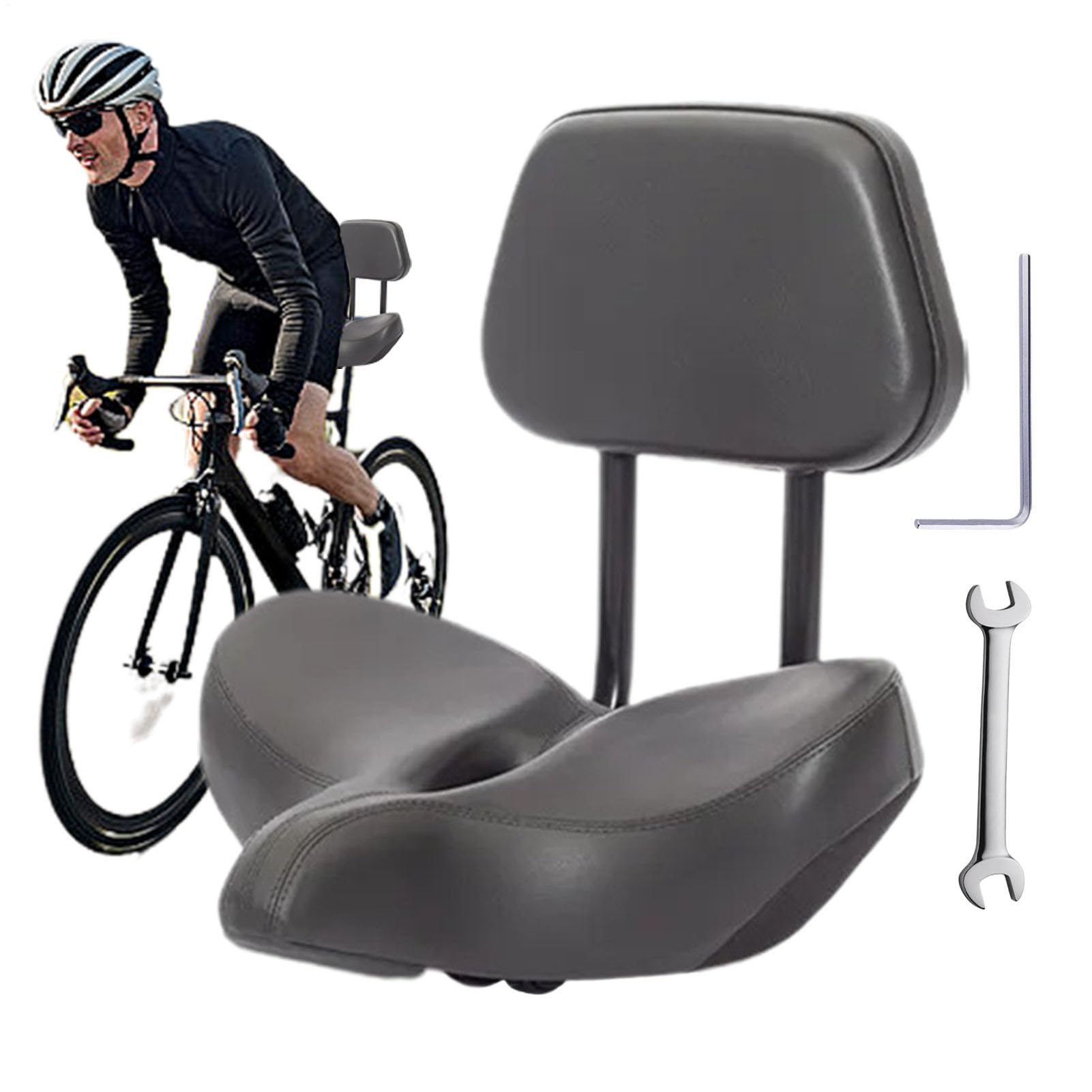 Soporte de Asiento de Bicicleta Ancho - 10 cm de Altura Ajustable | asiento de triciclo acolchado, cuero PU suave | Entrenamiento de gimnasio Colgante de protección de cadera de absorción de im