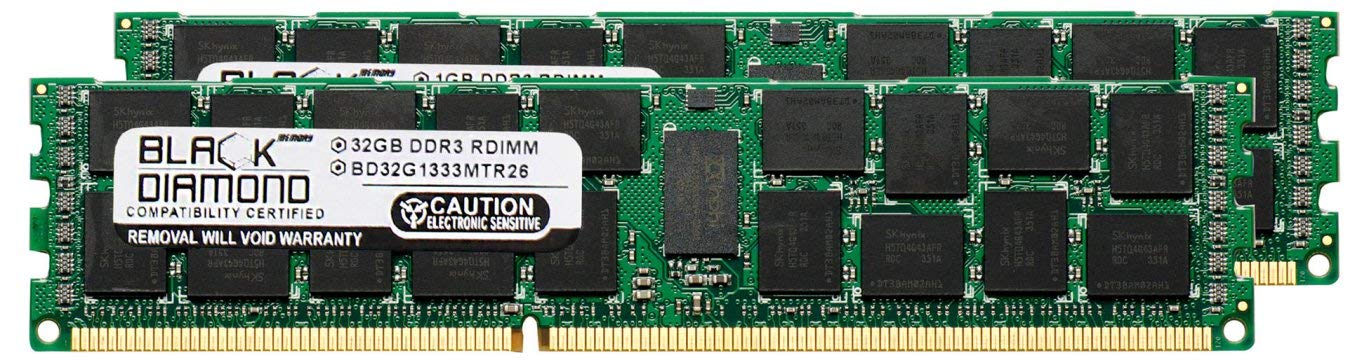 64GB 2X32GB Memory RAM for Intel S Series S5520SC DDR3 ECC Registered RDIMM 240pin PC3-10600 1333MHz Black Diamond Memory Module Upgrade