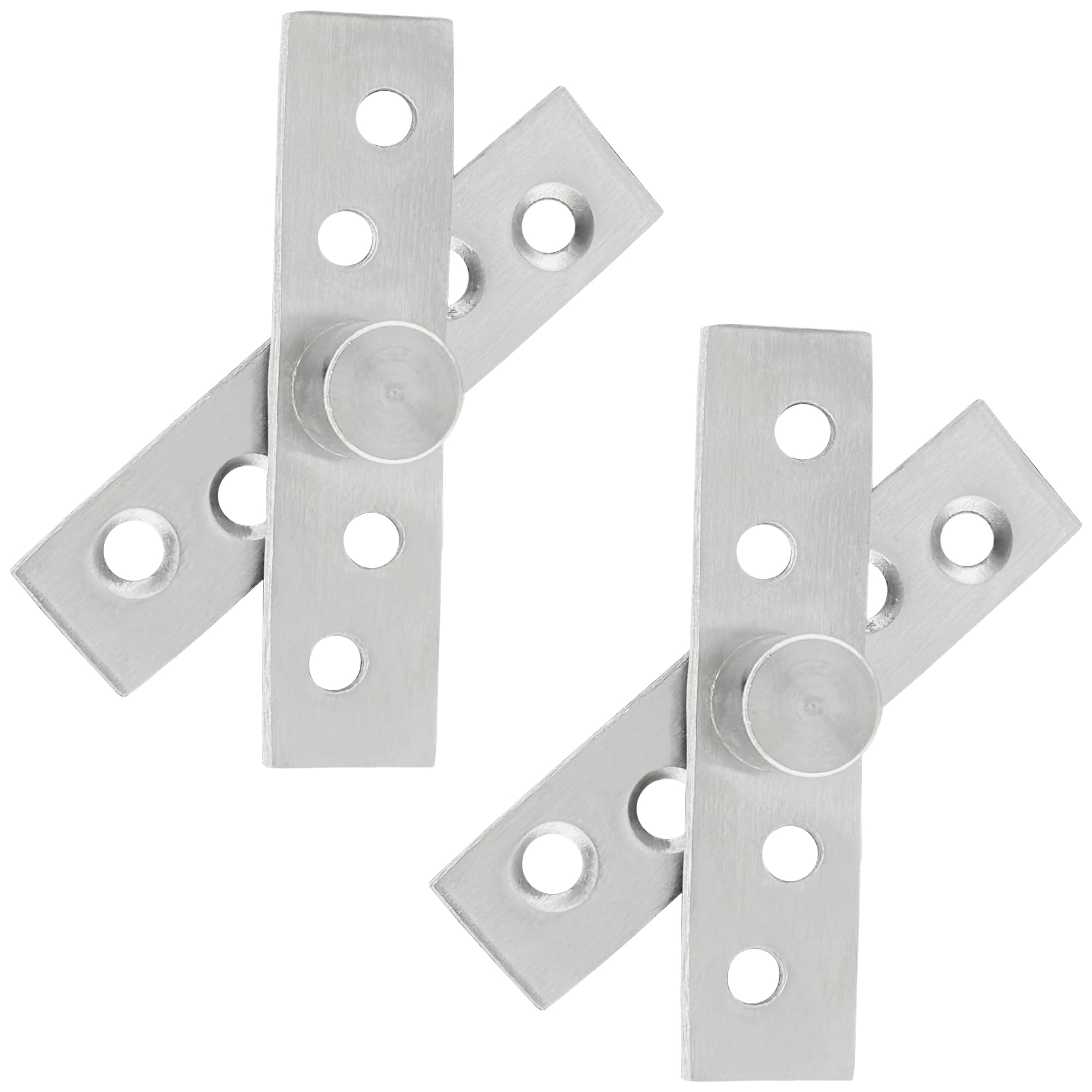 Lhuiddh Silvery 2 Pcs 360 Degree Rotating Steel Concealing Pivot Hinges For Doors