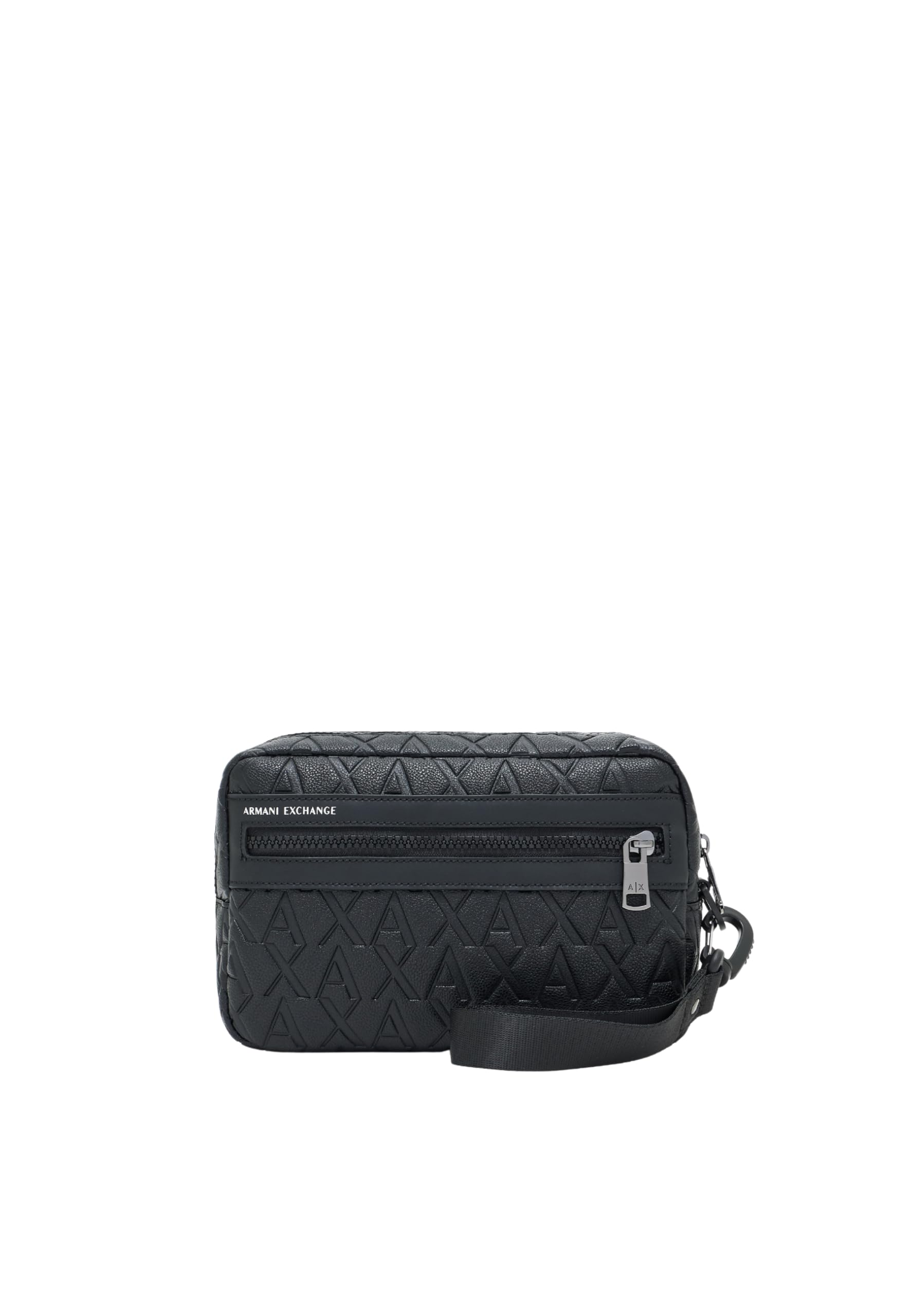 Armani Exchange Pochette nera da uomo con logo monogram UNI