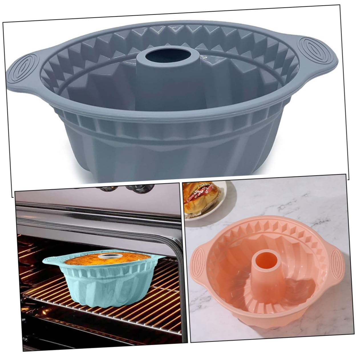 3piezas Moldes De Silicona para Pasteles Redondos Moldes De Chiffon y Mousse Asas para Hornear Casa Silicona De Alimenticio Nórdicos