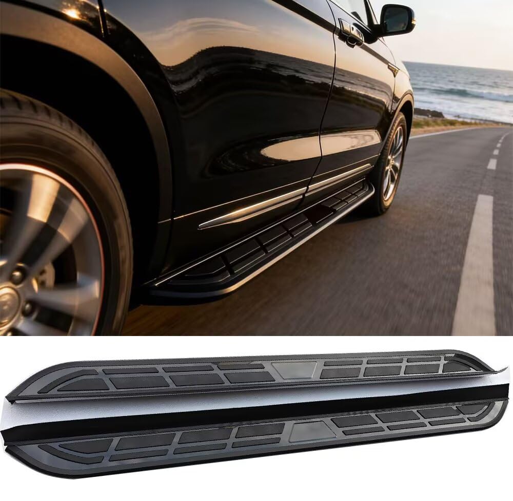 Estribos para VW AMAROK 2023-2026, 2 escalones laterales fijos de aluminio (con soporte) | Kit atornillado sin taladro | Accesorios para tablero de riel SUV para proyectos de bricolaje, negro (1 juego