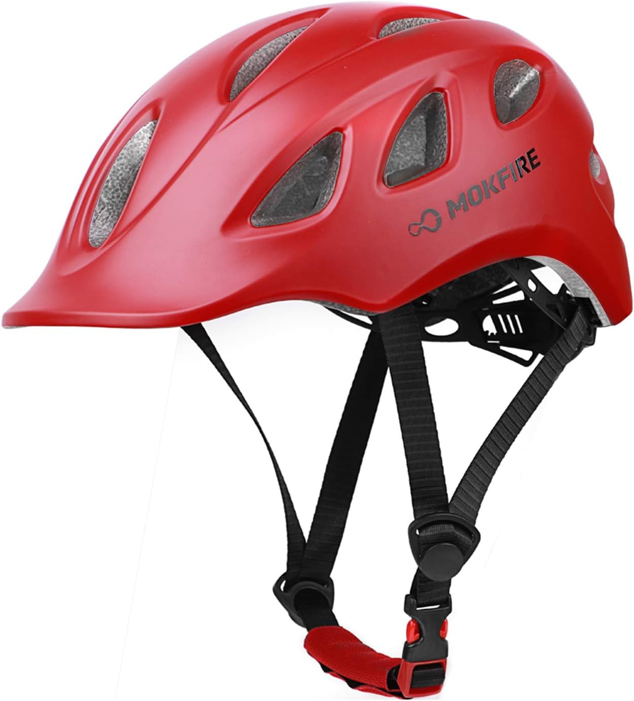 MOKFIRE Adult Bike Helmet Adjustable Lightweight Urban Casual Commuter Cycling Bicycle Helmet for Women and Men - Size (22.44-24.01 Inches) - Red