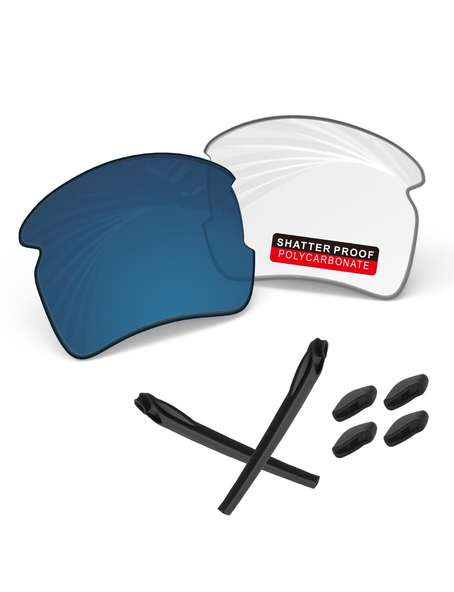 PRO+ Polycarbonate Replacement Lenses &amp; Rubber Kits for Oakley Flak 2.0 Series Sunglass