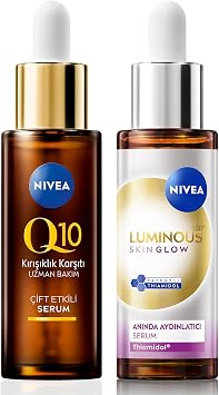 Nivea Luminous630 Skin Glow Instant Brightening Skin Care Serum 30ml and Q10 Anti Wrinkle Serum 30ml