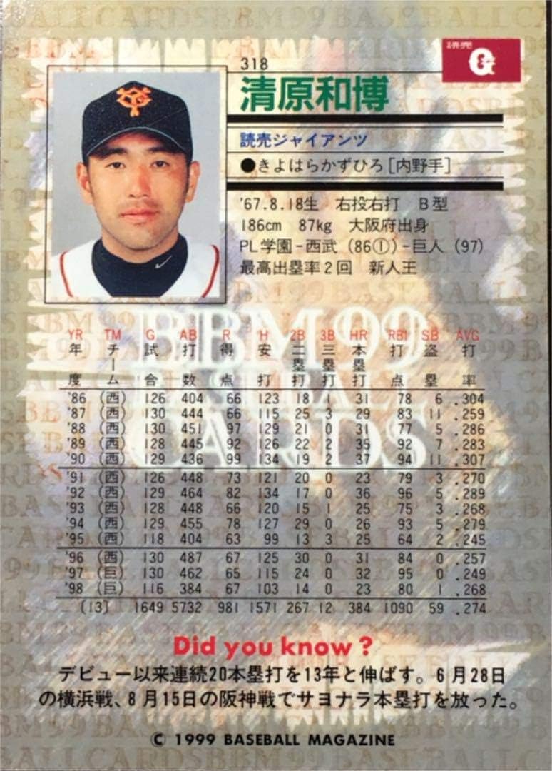 清原和博選手の直筆サイン色紙(巨人時代)