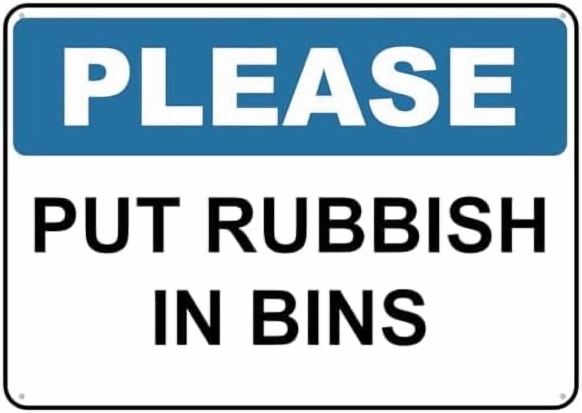 (2-Pack) Metal Tin Sign Please Put Rubbish In Bin Sign For House 12"" X 8"" Yard Sign, Premium Sun-Proof, Rust-Free