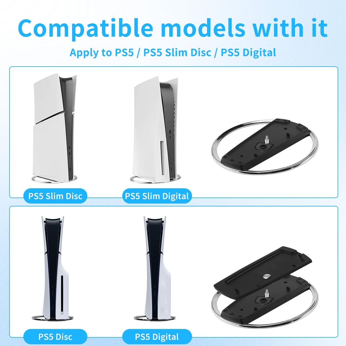 Support Vertical pour PS5, Support pour Playstation 5 Slim, PS5 Slim/PS5 pour Playstation 5 Discs Et Numérique, Support Vertical pour Console PS5 Slim, Robuste Et Solide, Noir