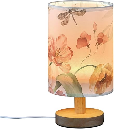 Miniatura 2 de FRODOTGV Lámpara de lectura LED de escritorio con USB rosa rubor flores hojas verdes ramas libélula lámparas para niños pequeñas lámparas de mesa de