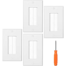Brush Wall Plate 4 Pack, 1-Gang 4.95" x 2.85" Decorator Pass-Through Insert for Cable Management, Low Voltage Cables, Wires, HDTV, HDMI & Home Theater, Polycarbonate Thermoplastic, Screws Included