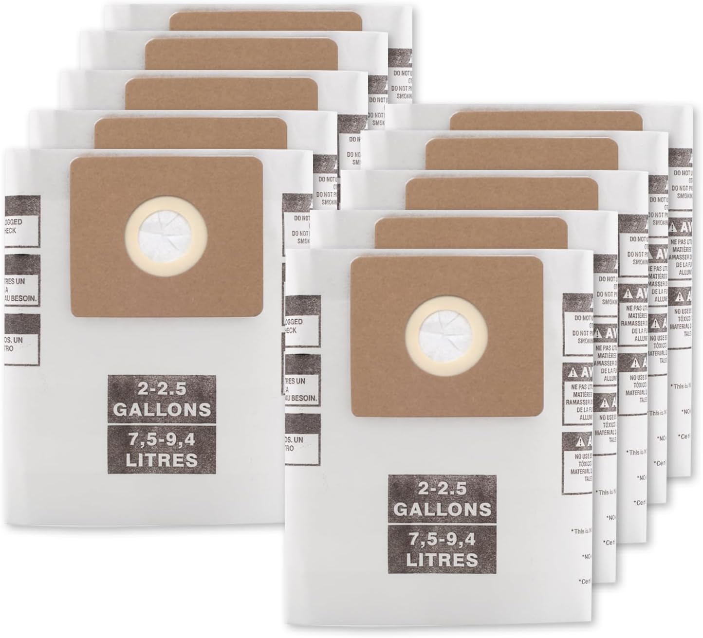 10 Pack 90668 shop vac bags for 2-2.5 gallon Type B shop vac filters, All Around EZ QAM70 90668/549712 9066800 9066833 L250 and CMXZVBE38774