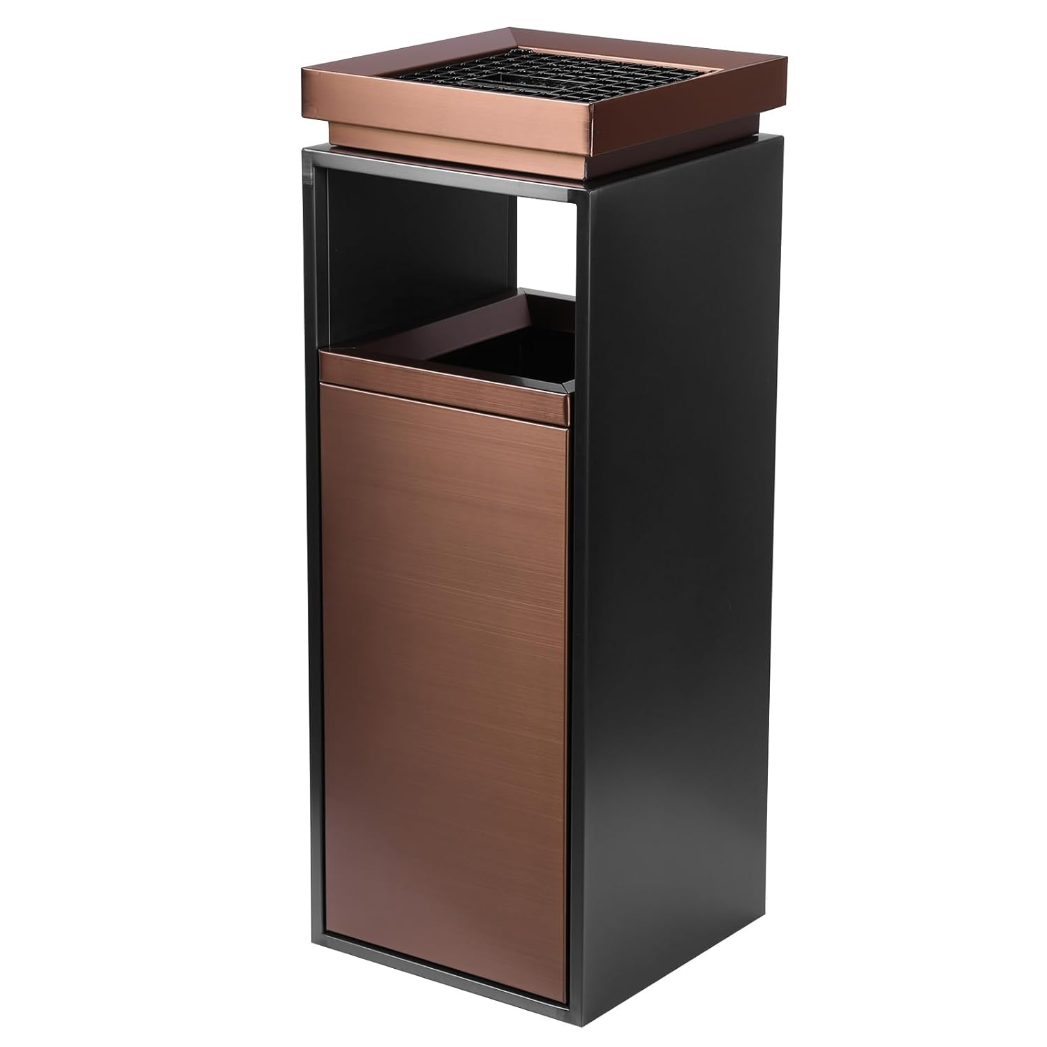 Stainless Steel Commercial Garbage Can with Ashtray/Lid Commercial Waste Bin Container Trash Receptacle with Removable Inner Bucket for Park Garden Public Spaces 29.53x11.02x11.02inch