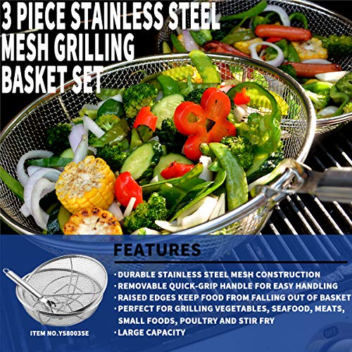 Grill Basket, Grill Accessories Set Heavy Duty Barbecue Grilling Basket Vegetables Stainless Steel Veggies Grill Topper Cookware With Handles Charcoal Gas Outdoor Grill Cooking #TOP1