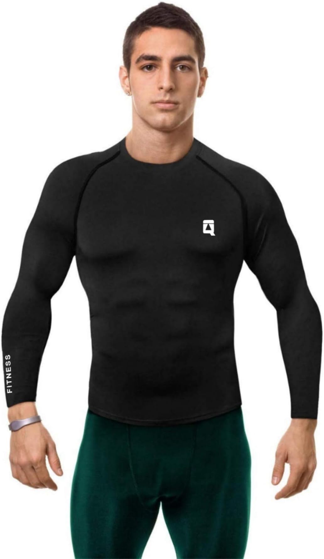 Men's Anti Sweat Active Sports Wear Slim Fit T-shirt (Black, S)