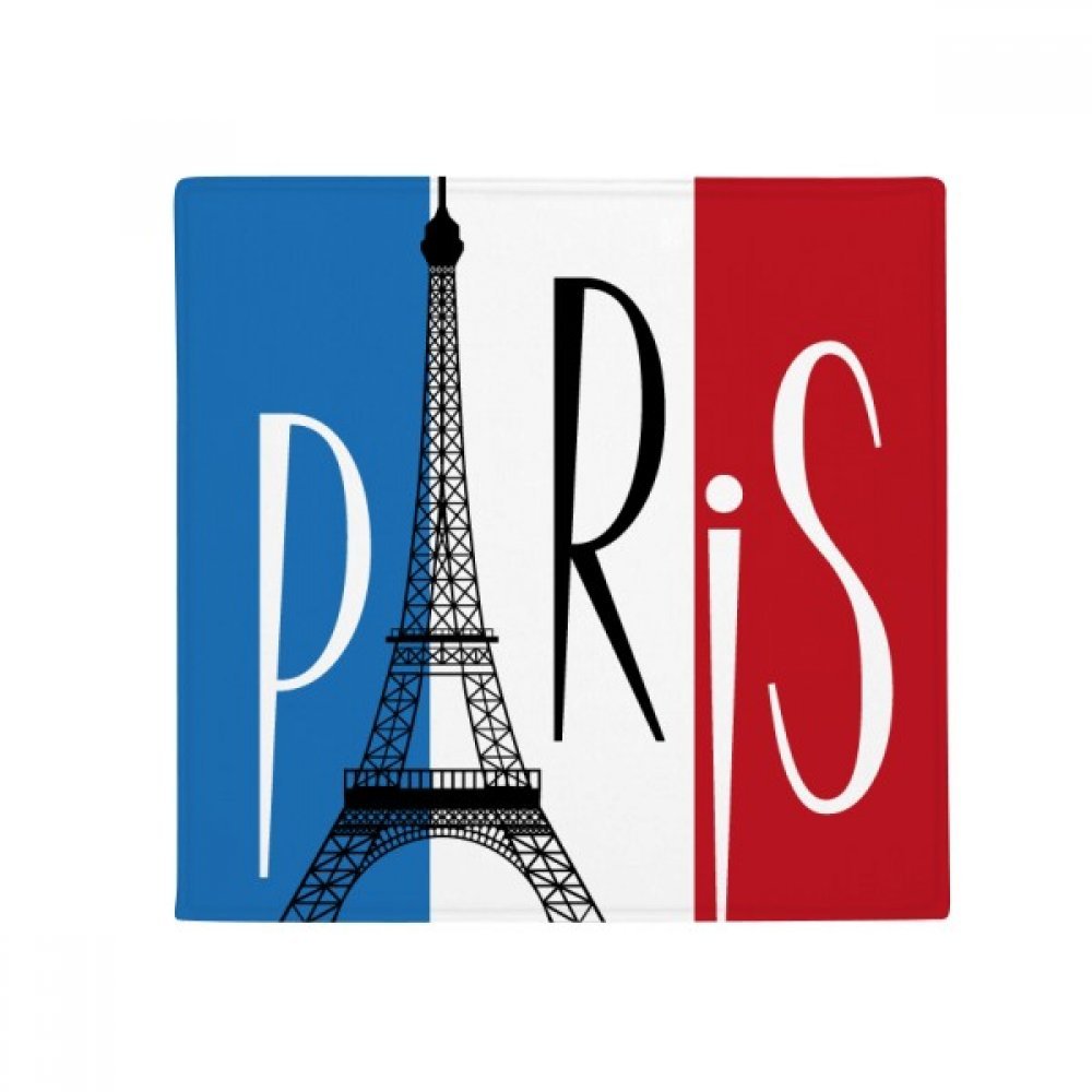 Drapeau national France tapis rond 80cm Tour Eiffel Paris antidérapant pour chien et chat multicolor