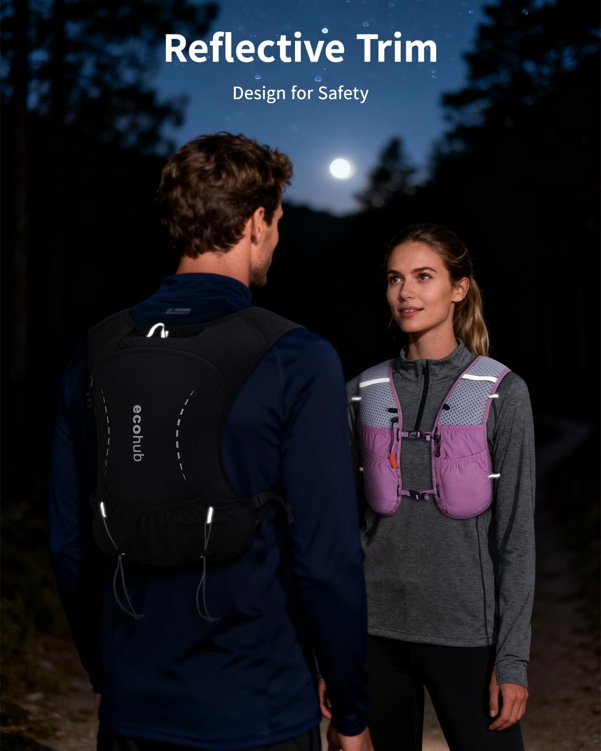 ECOHUB Running Hydration Vest Backpack with 2*500ML Soft Flask, Lightweight Trail Running Pack for Men Women, Adjustable No Bounce Hydration Backpack for Marathon Hiking Cycling