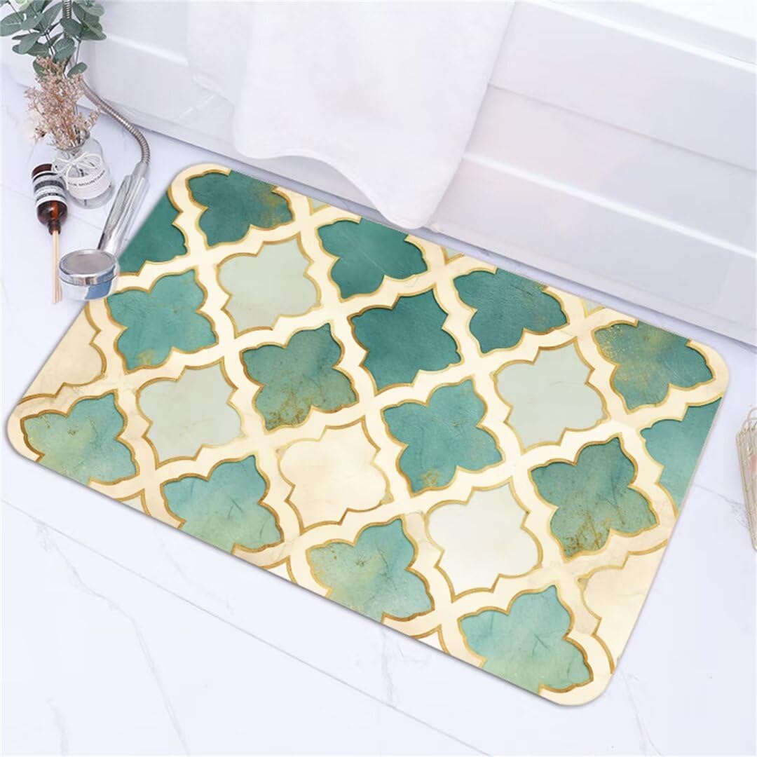 Alfombra de baño de secado rápido, antideslizante, antimoho, 47 x 71 pulgadas, súper absorbente, extra grande, color turquesa, antideslizante, para baño, dormitorio, cocina, etc