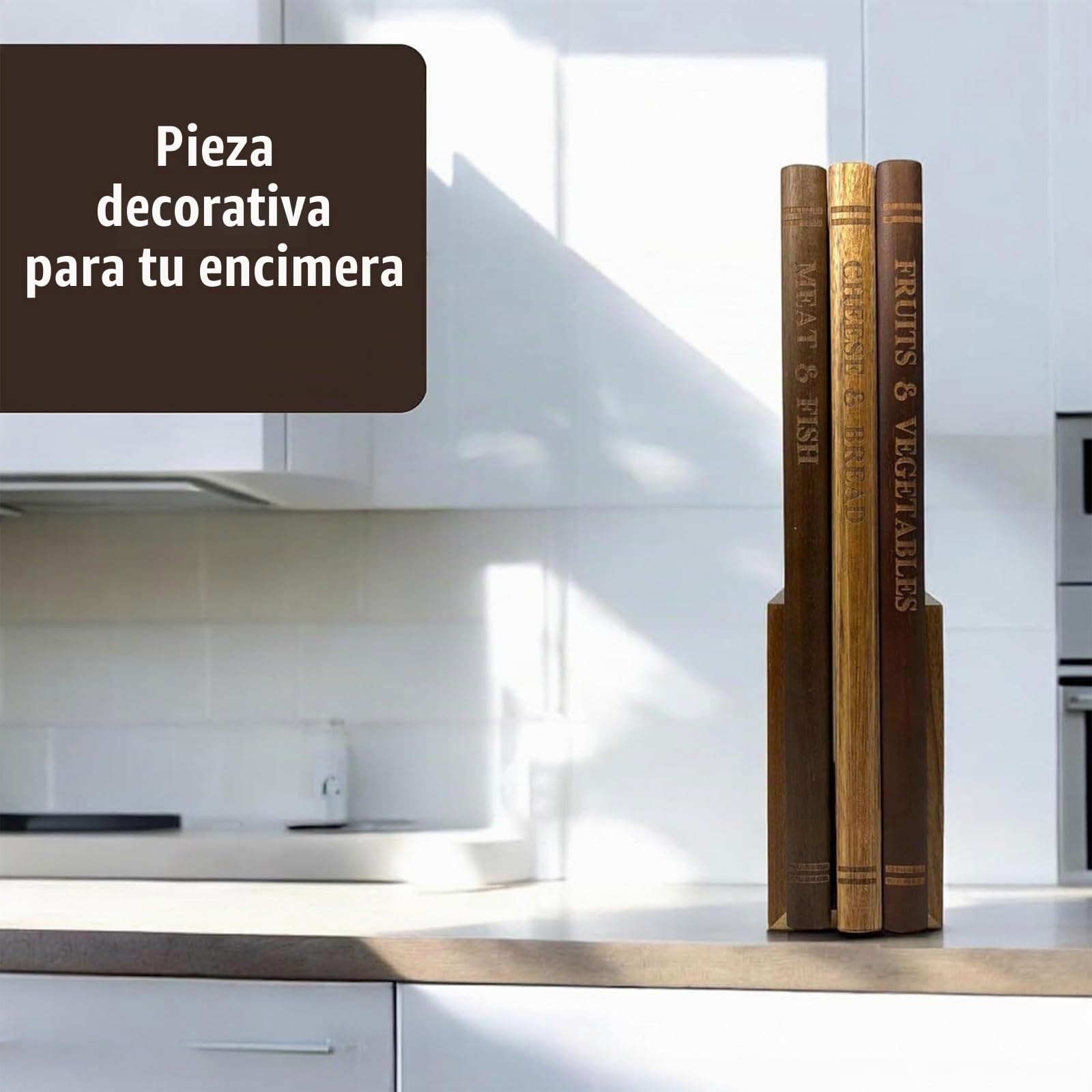 Juego de 3 Tablas de Cortar en Forma de Libro con Soporte, Tablas de Cortar en Forma de Libro, Accesorios Multifuncionales Para Preparar Alimentos y Mostrar en la Encimera de la Cocina