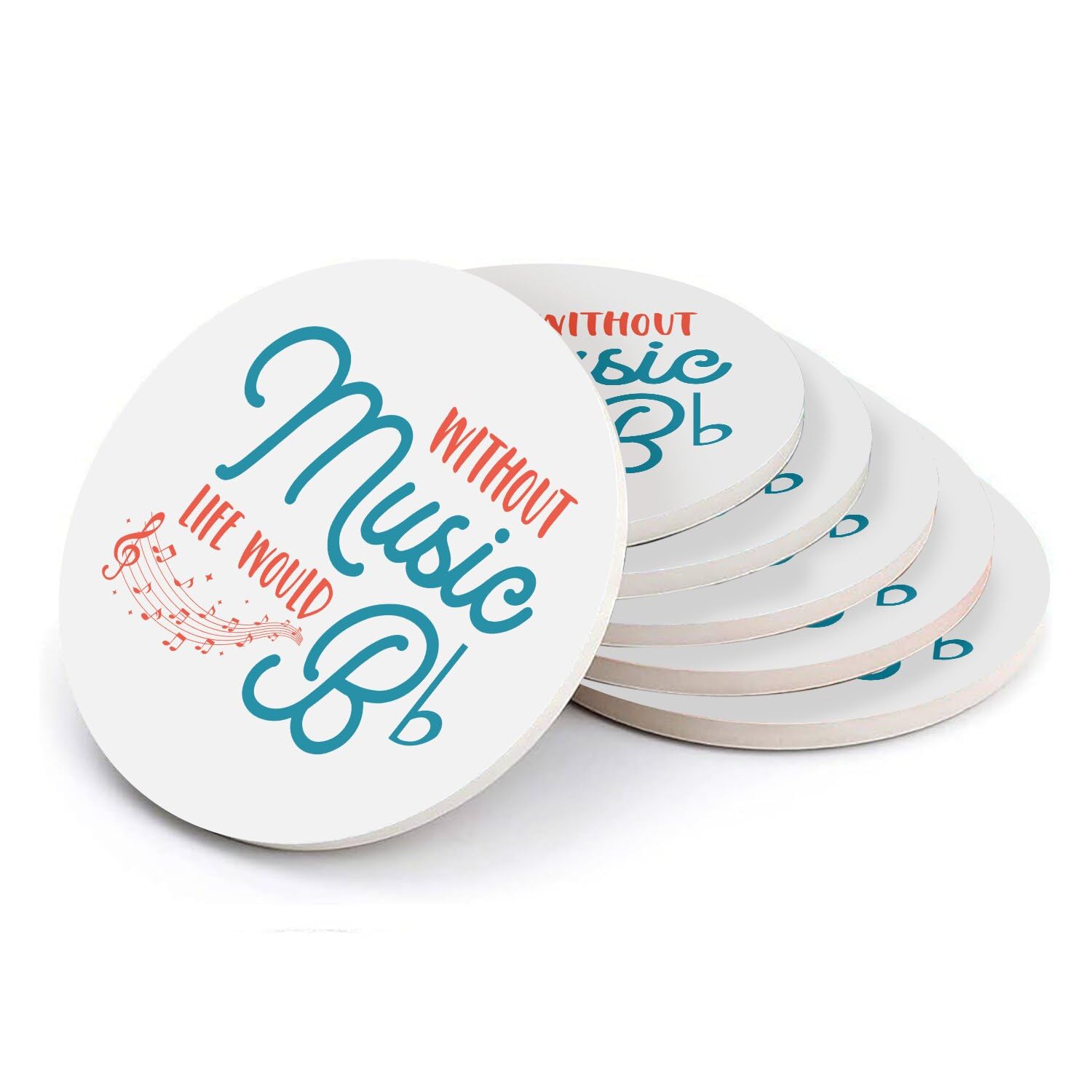 Sous-verre ronds en céramique de qualité supérieure au design exclusif Without Music Life