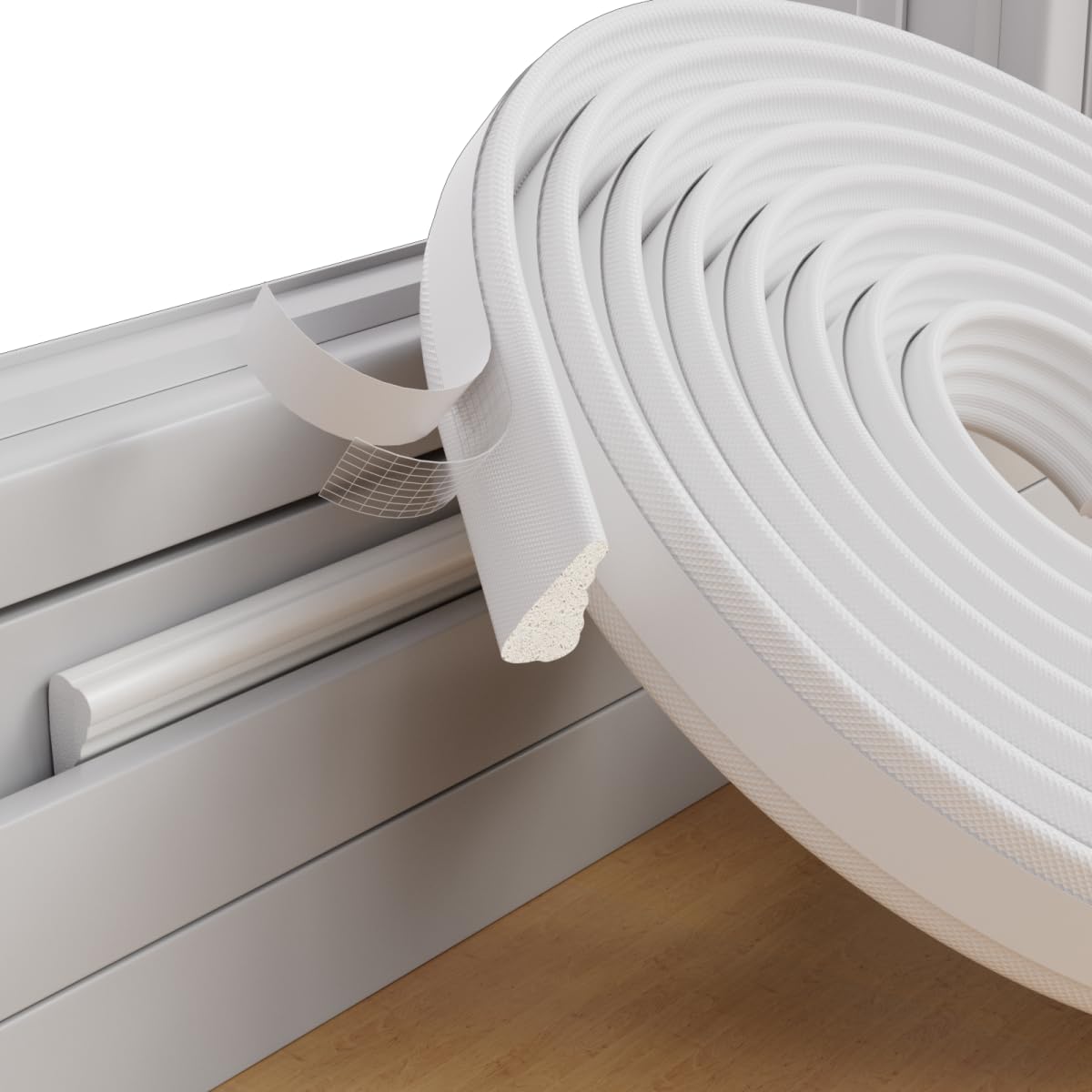 118 Inch Wedge Foam Window Weather Stripping Door Seal Strip Soundproofing Frame Insulation Tape for Exterior Door, Noise Cancelling Window Inserts, Door Gap Filler,White