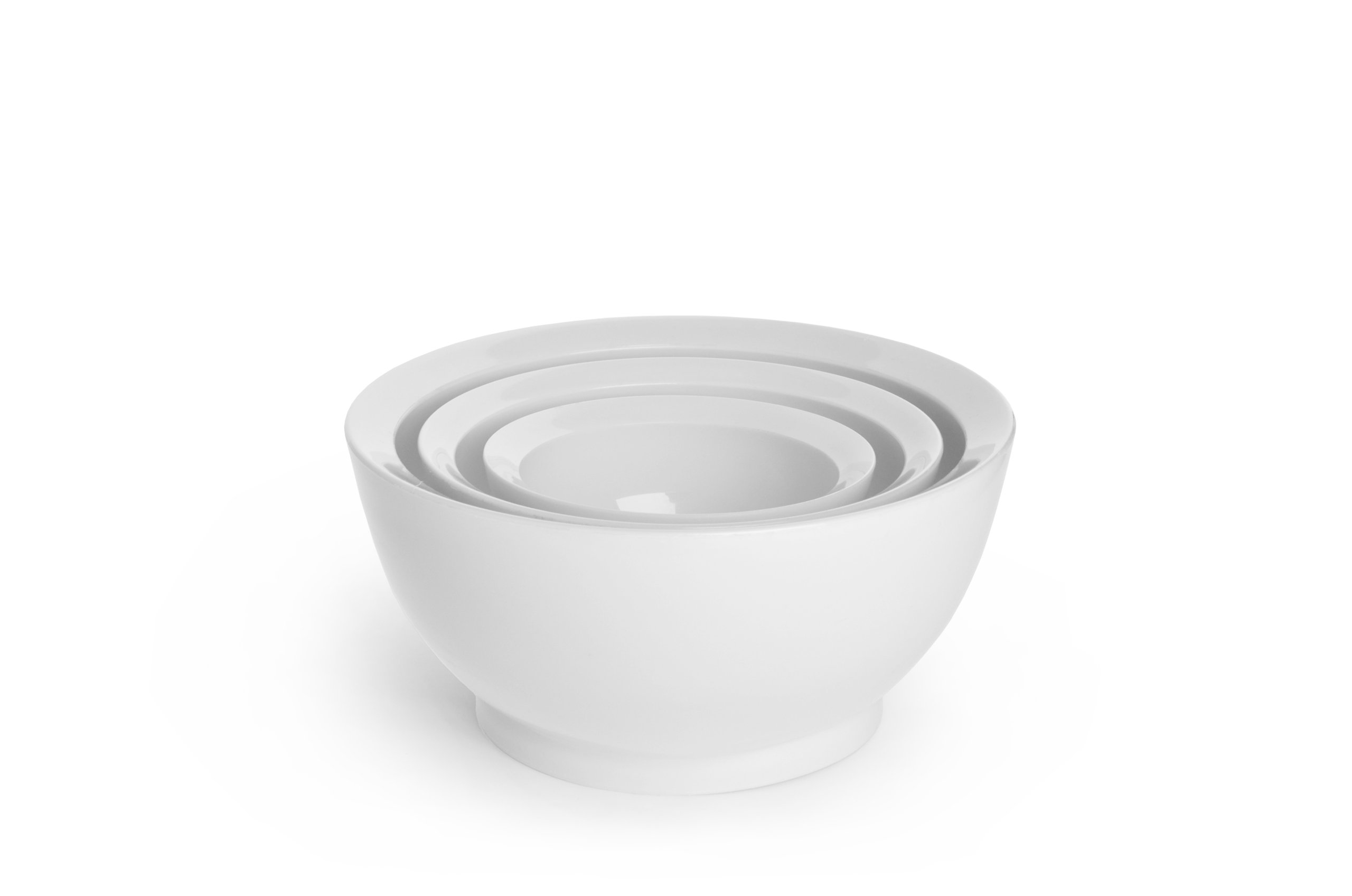 Ultimate Mixing Bowls with Non-Slip Base, Set of 3 Assorted Sizes, White